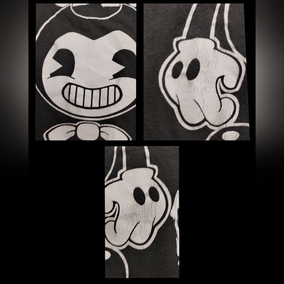 Bendy Kids' Premium Anime Graphic T-Shirt Bendy Trio Circles Logo Black & White - Picture 9 of 11